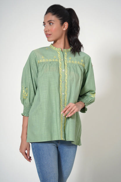 Stitched 1 Piece Cotton Slub Fusion Top