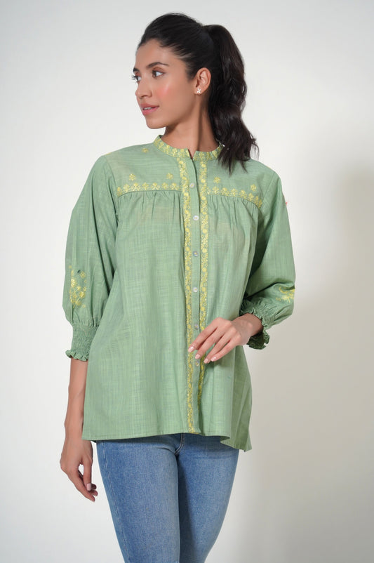 Stitched 1 Piece Cotton Slub Fusion Top