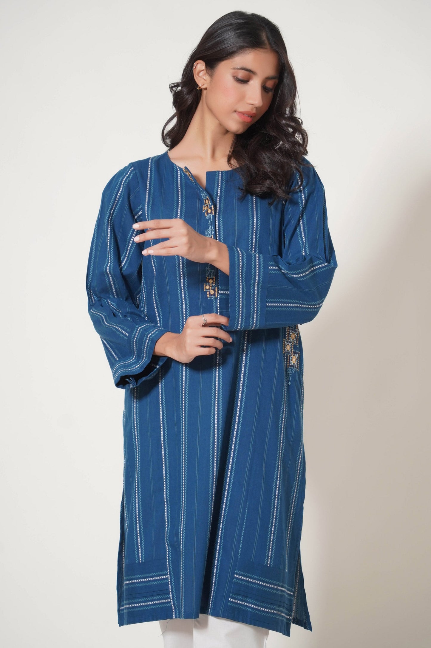 Stitched 1 Piece Embroidered Tarkashi Jacquard Shirt