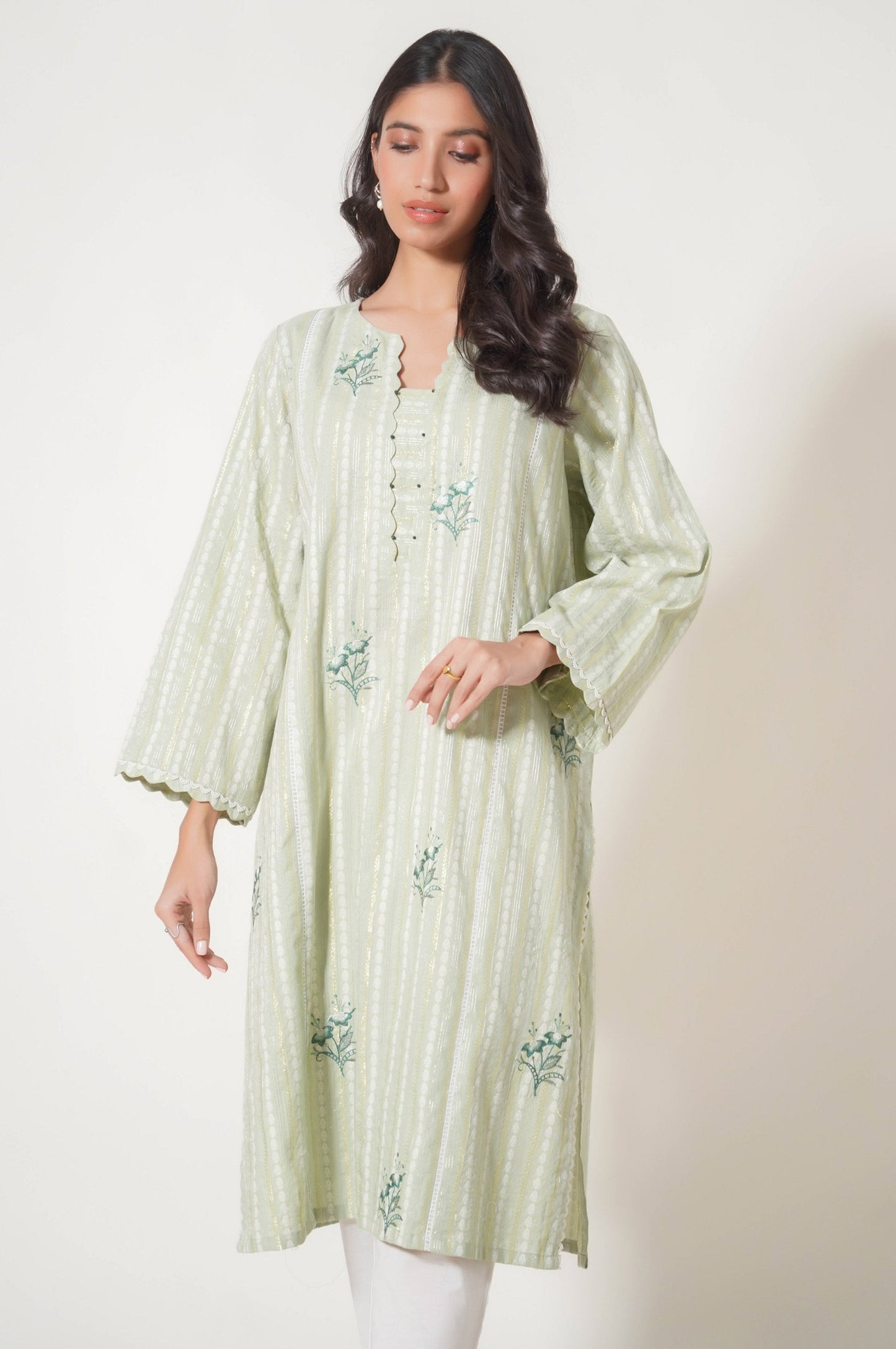 Stitched 1 Piece Embroidered Lorex Jacquard Shirt