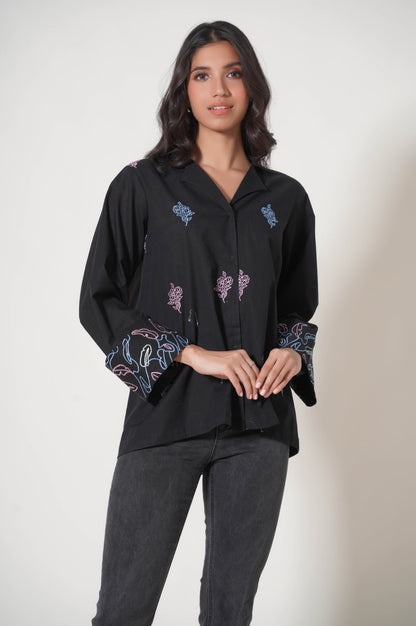 Stitched 1 Piece Embroidered Cotton Slub Top