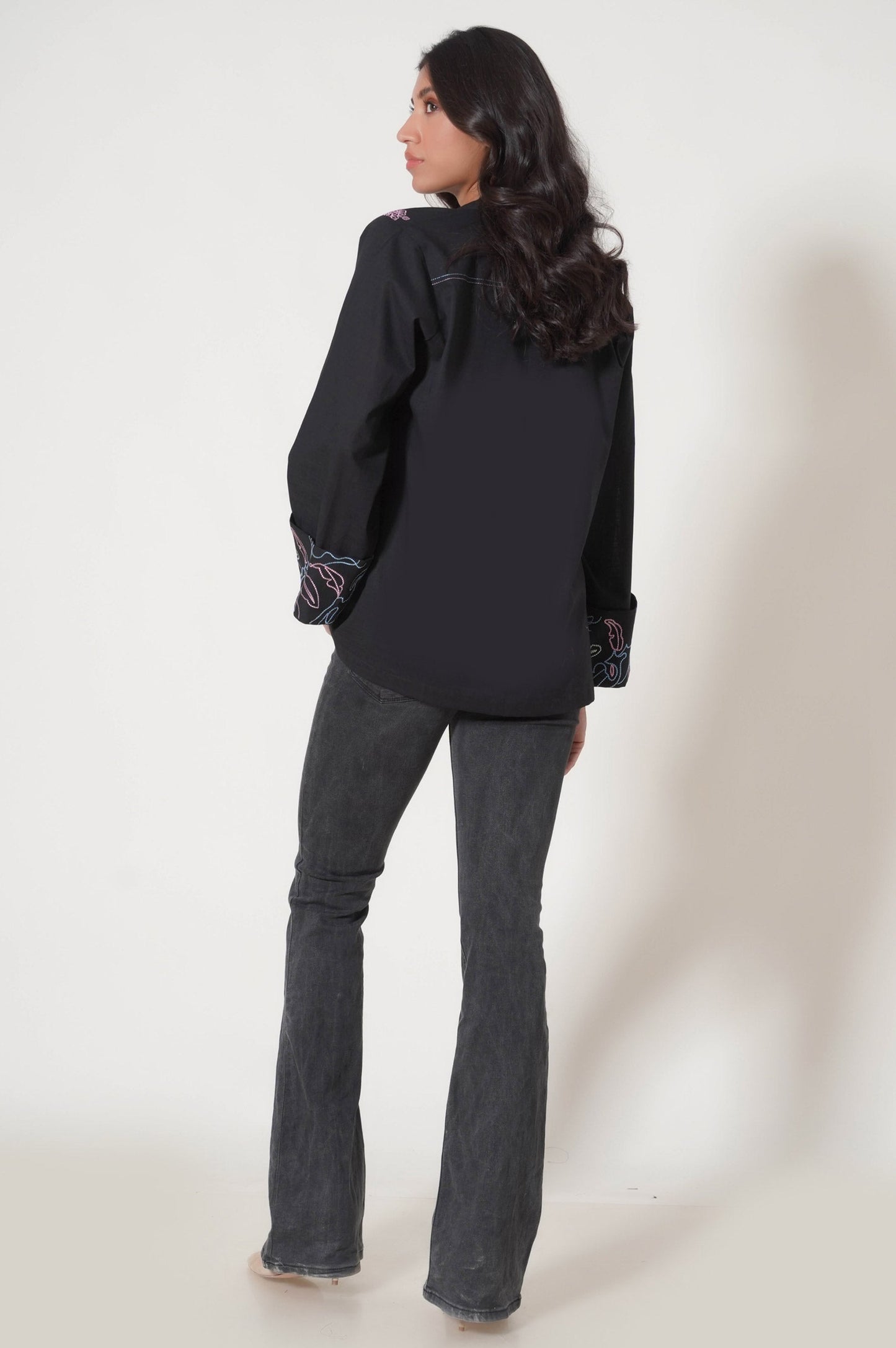 Stitched 1 Piece Embroidered Cotton Slub Top