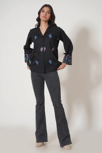 Stitched 1 Piece Embroidered Cotton Slub Top