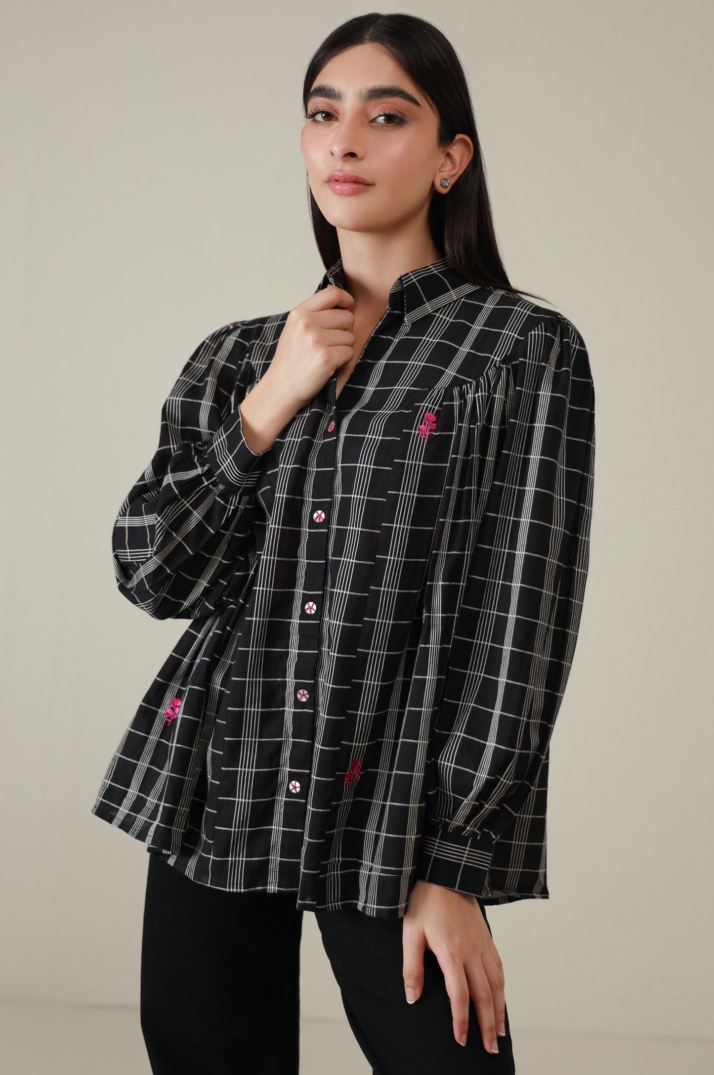 Stitched 1 Piece Embroidered Yarn Dyed Fusion Top