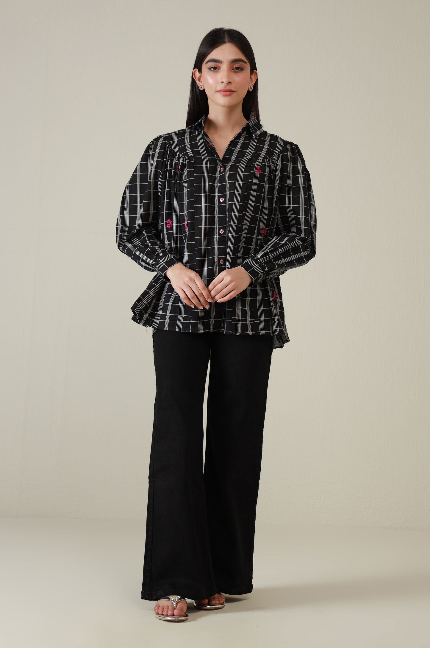 Stitched 1 Piece Embroidered Yarn Dyed Fusion Top