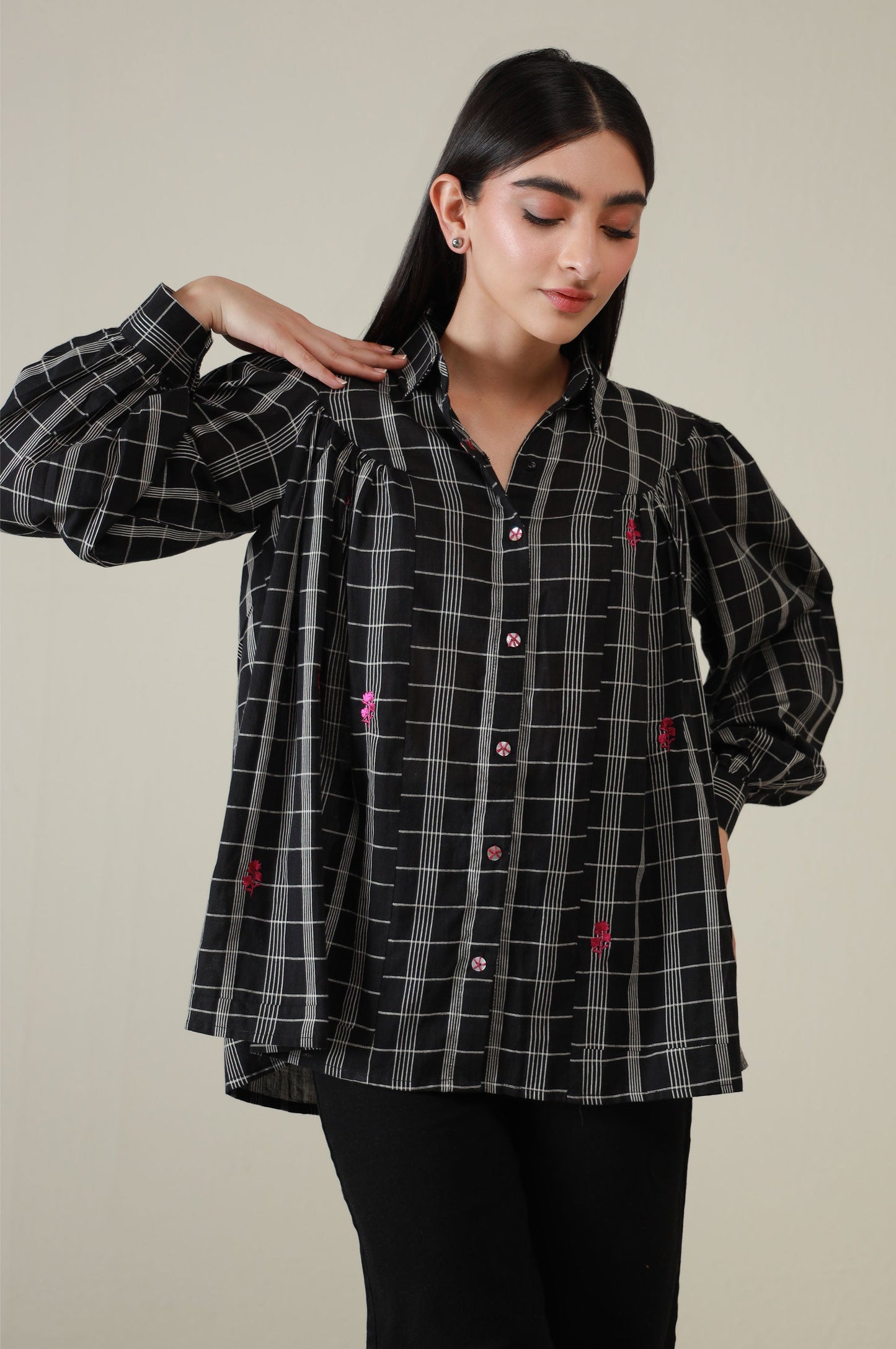 Stitched 1 Piece Embroidered Yarn Dyed Fusion Top