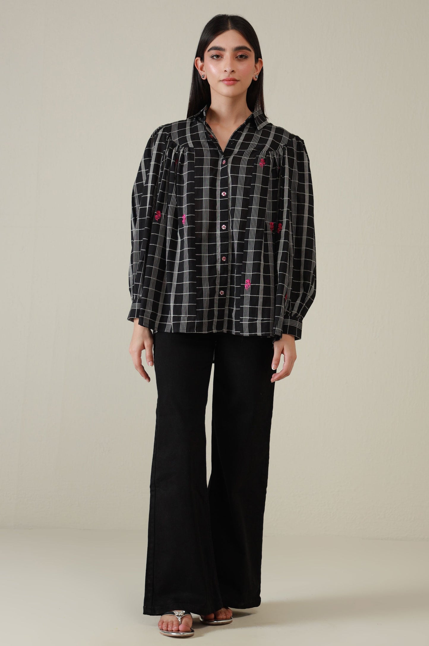 Stitched 1 Piece Embroidered Yarn Dyed Fusion Top