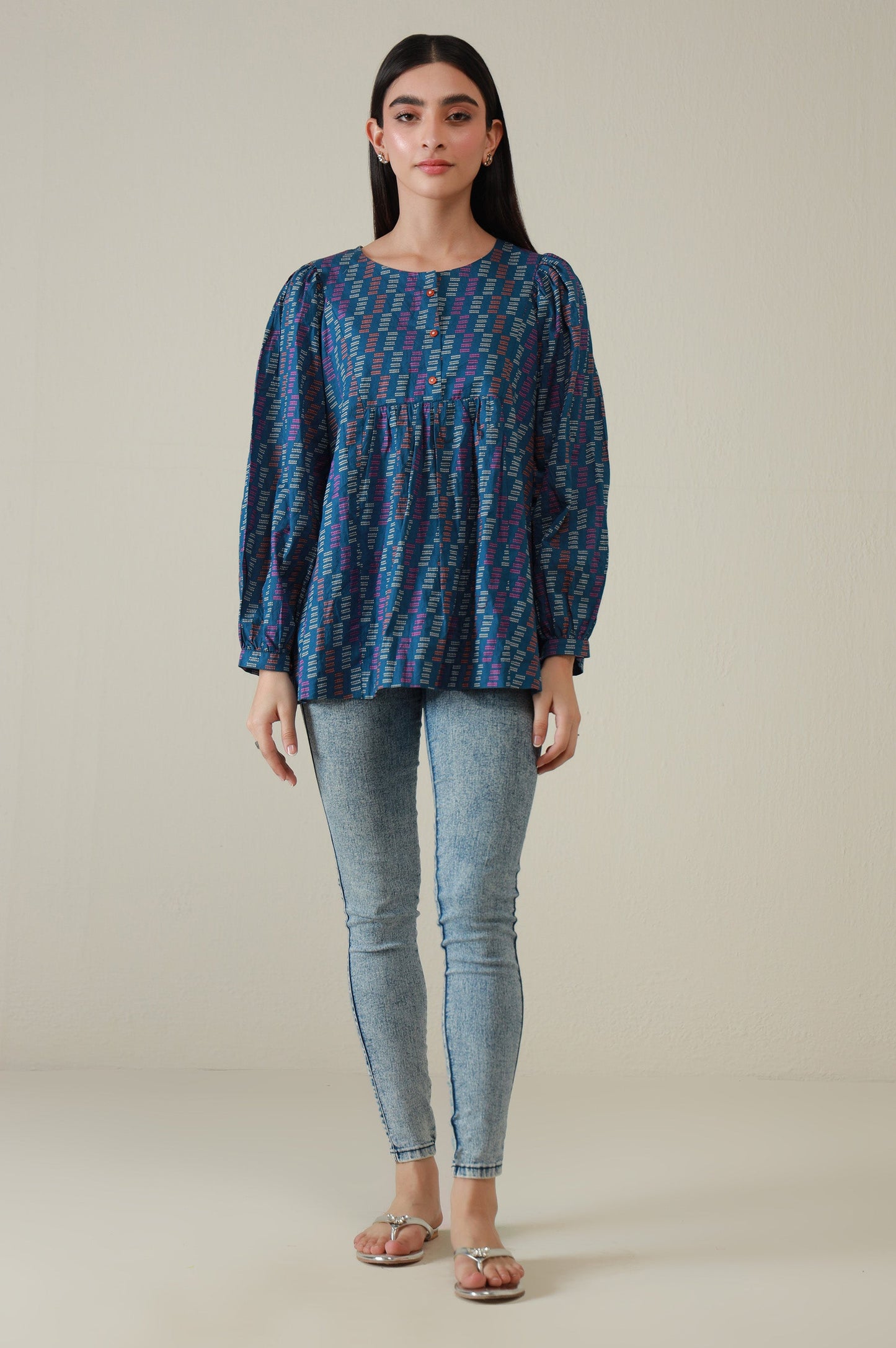 Stitched 1 Piece Stylized Printed Cambric Top