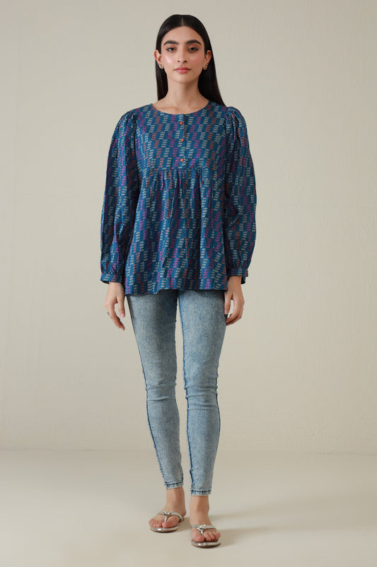 Stitched 1 Piece Stylized Printed Cambric Top