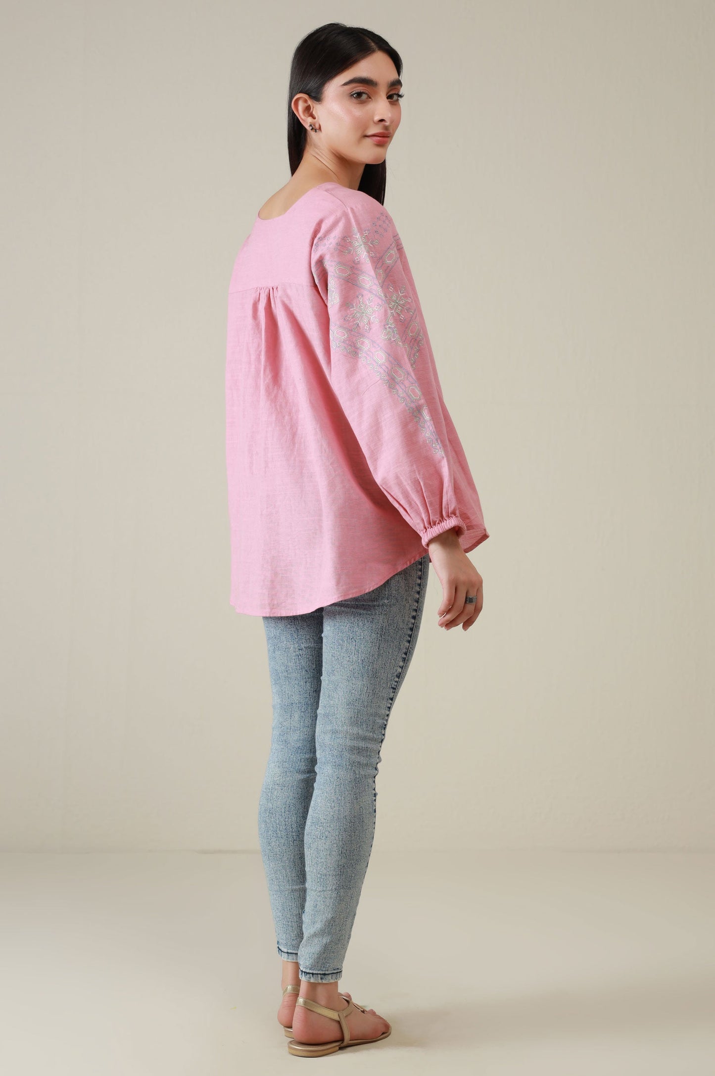 Stitched 1 Piece Embroidered Khaddar Fusion Top