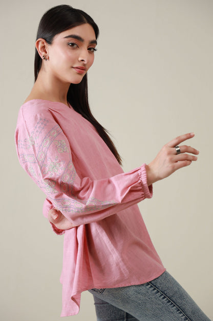 Stitched 1 Piece Embroidered Khaddar Fusion Top