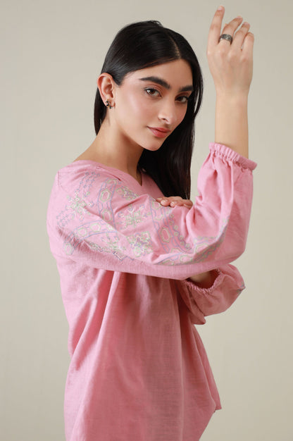 Stitched 1 Piece Embroidered Khaddar Fusion Top