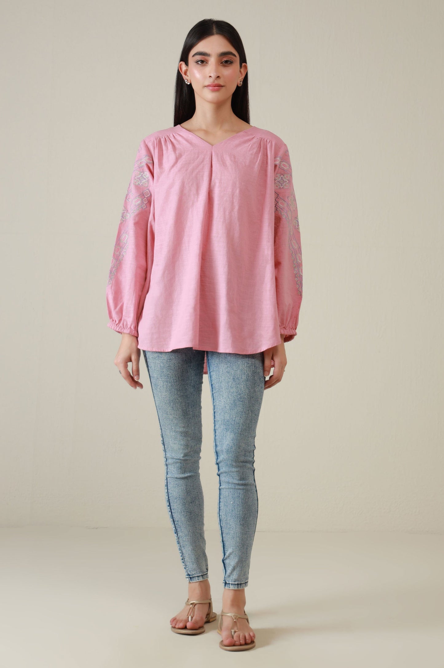 Stitched 1 Piece Embroidered Khaddar Fusion Top