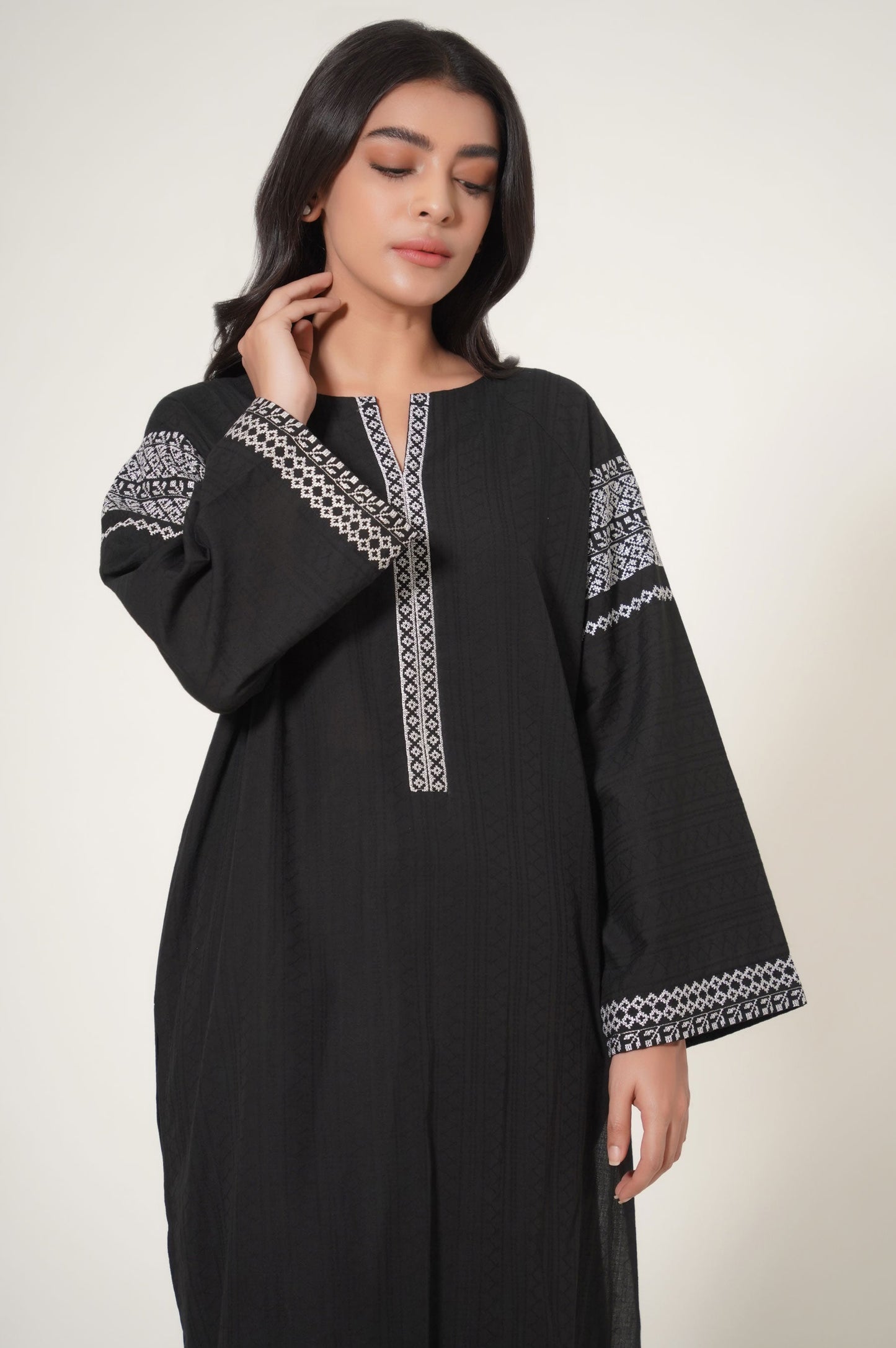 Stitched 1 Piece Dobby Embroidered Shirt