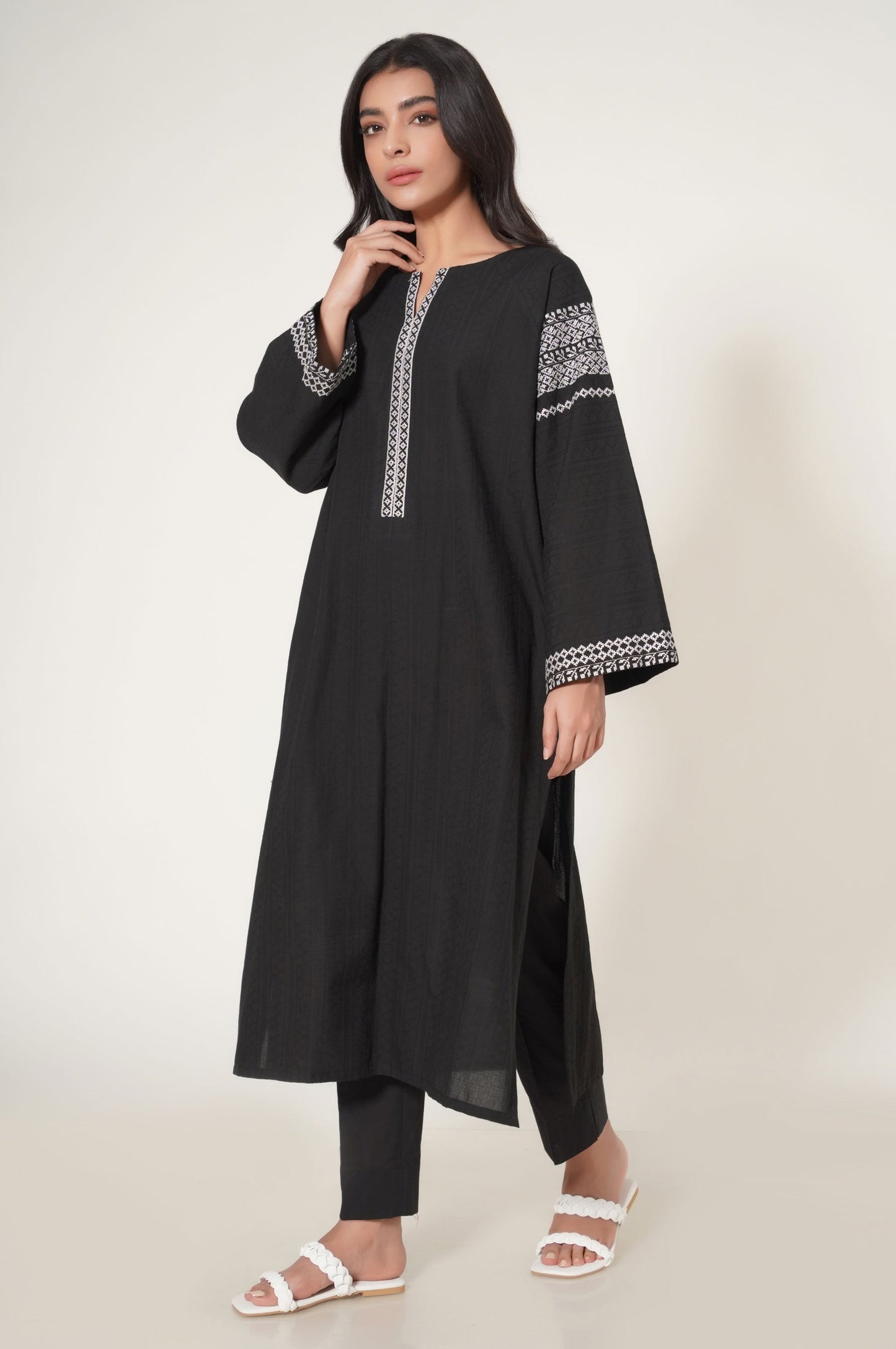 Stitched 1 Piece Dobby Embroidered Shirt