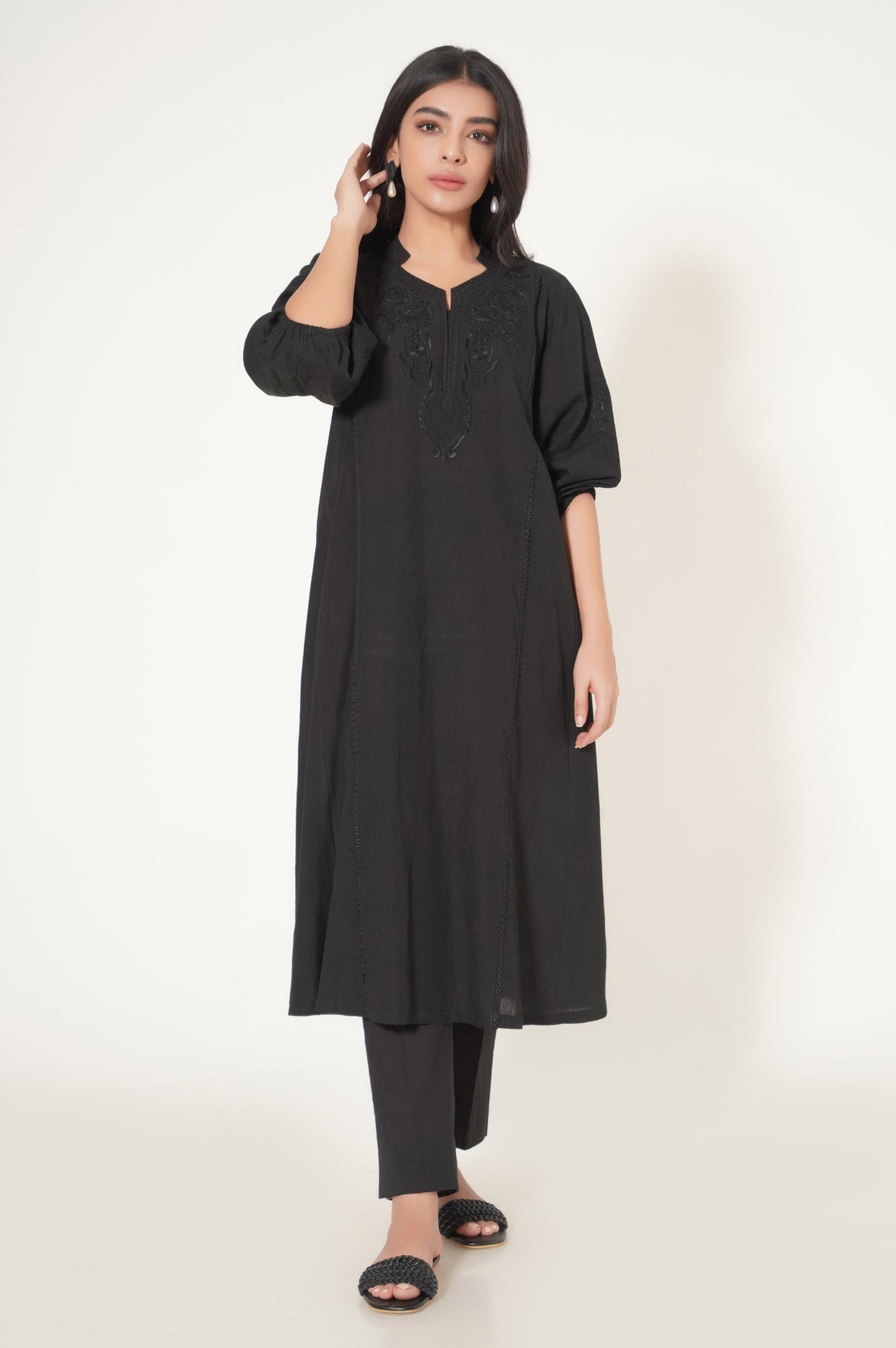 Stitched 1 Piece Dobby Embroidered Shirt