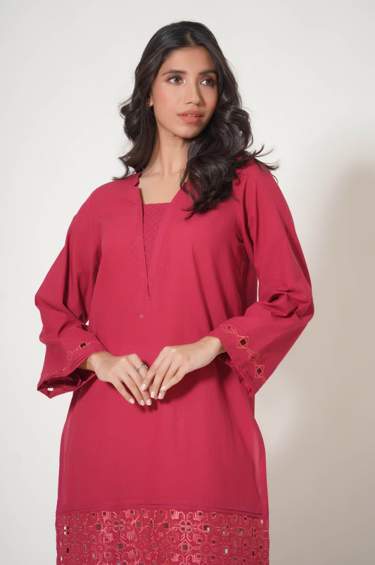 Stitched 1 Piece Embroidered Cambric Shirt