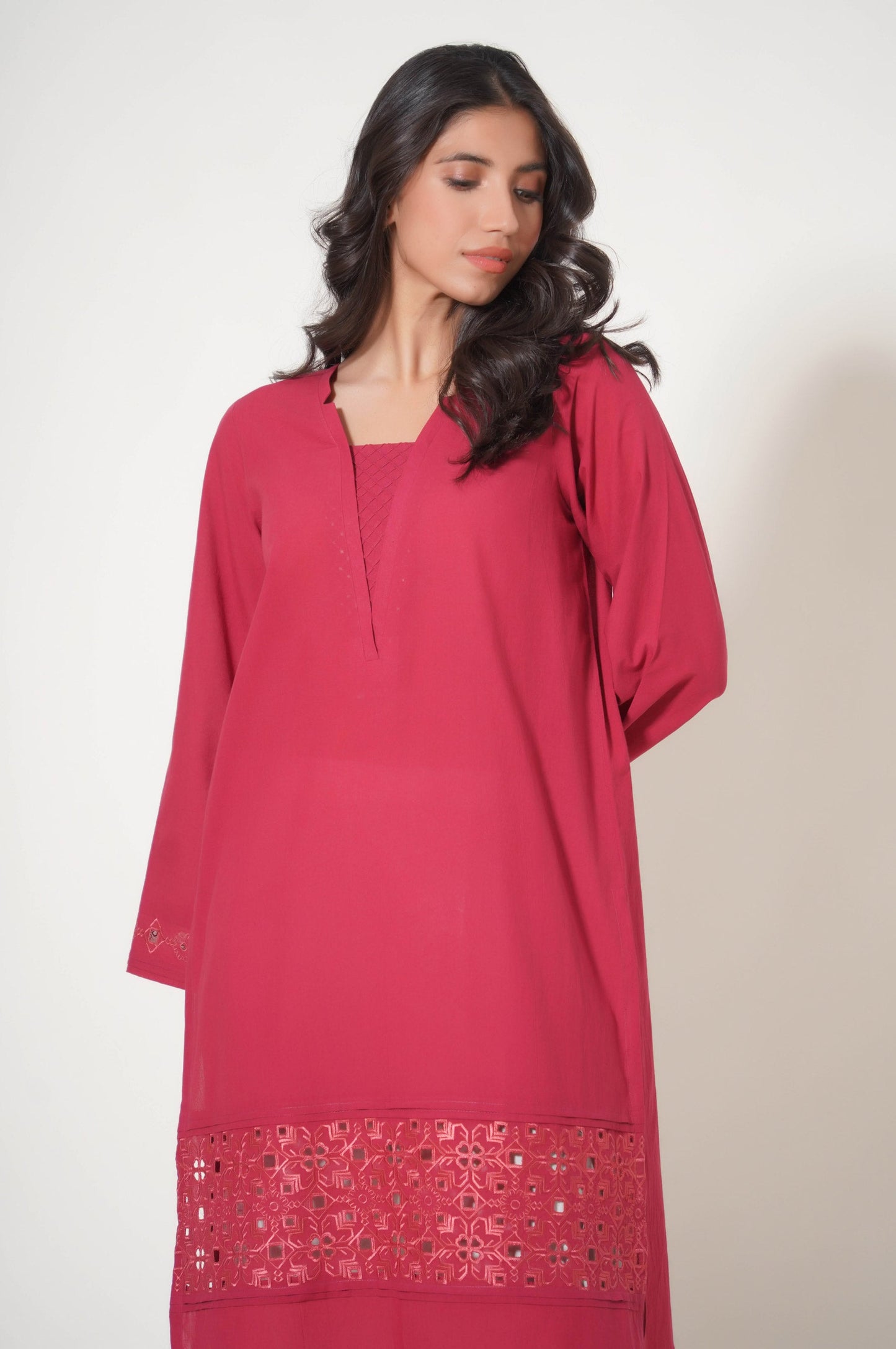 Stitched 1 Piece Embroidered Cambric Shirt