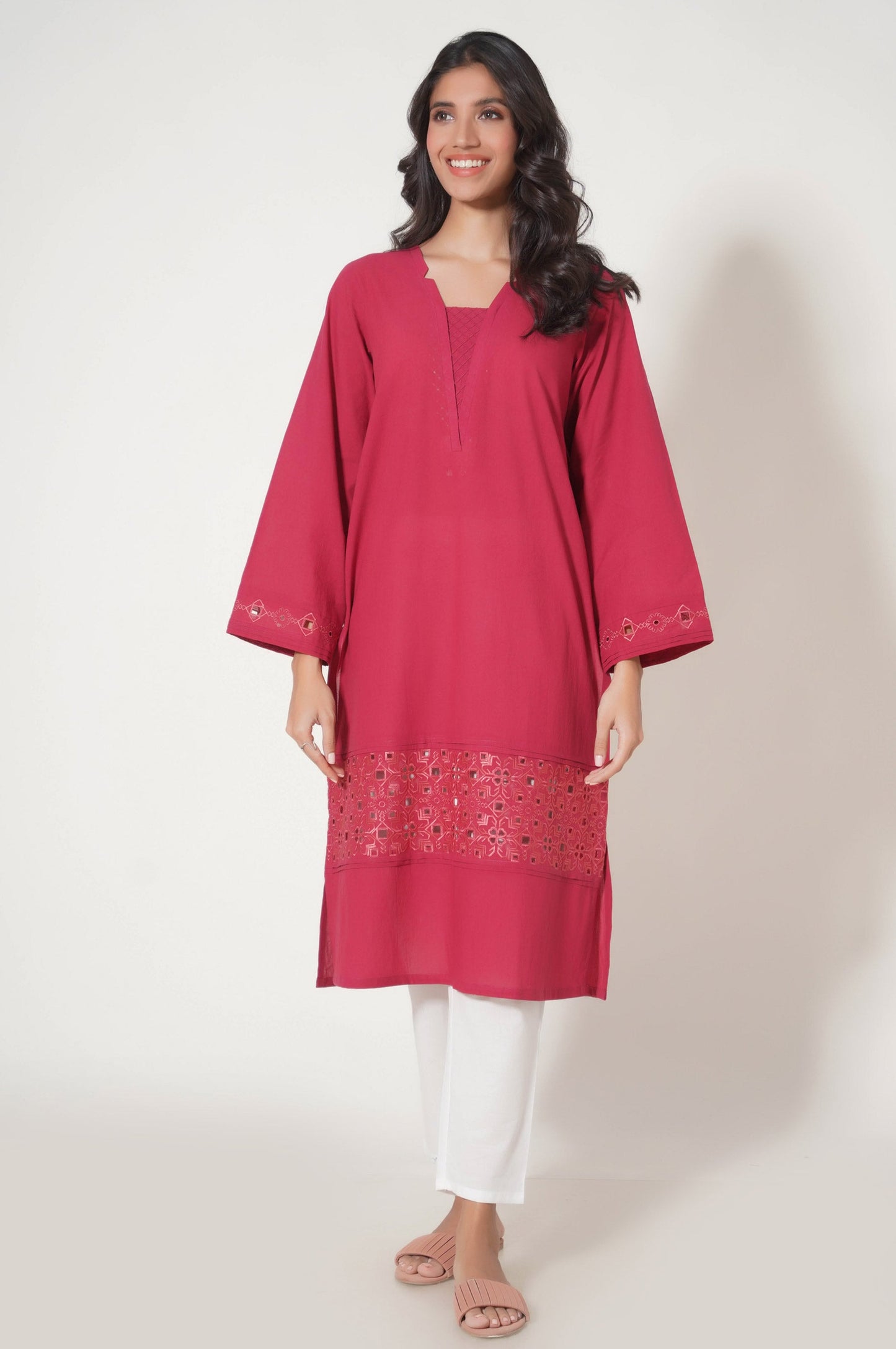 Stitched 1 Piece Embroidered Cambric Shirt