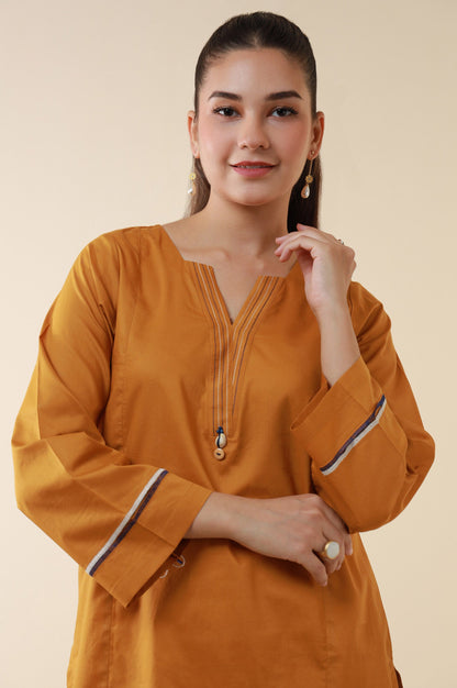 Stitched 1 Piece Embroidered Tencel Shirt