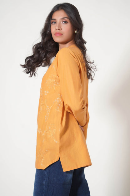 Stitched 1 Piece Embroidered Khaddar Fusion Top