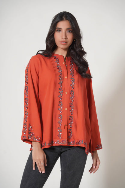 Stitched 1 Piece Embroidered Cottle Fusion Top