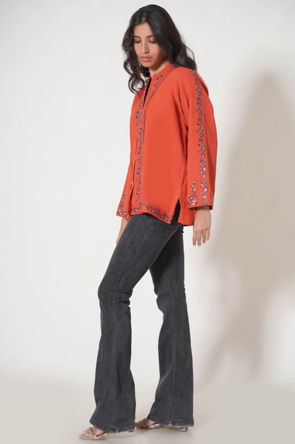 Stitched 1 Piece Embroidered Cottle Fusion Top