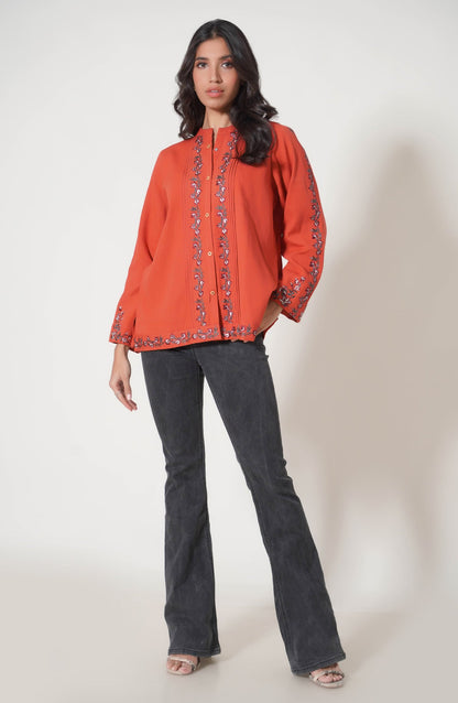 Stitched 1 Piece Embroidered Cottle Fusion Top