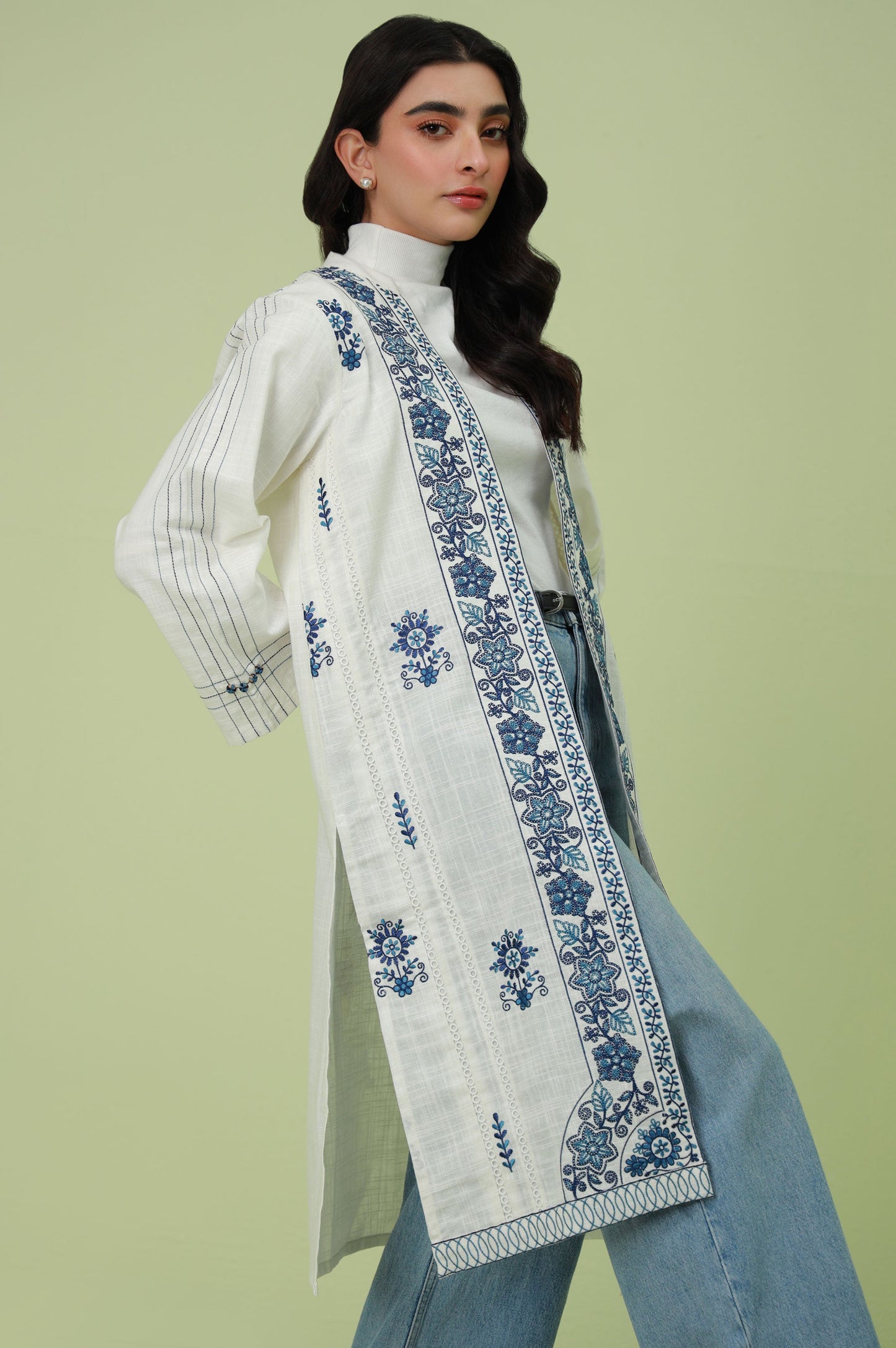 Stitched 1 Piece Embroidered Thai Khaddar Jacket
