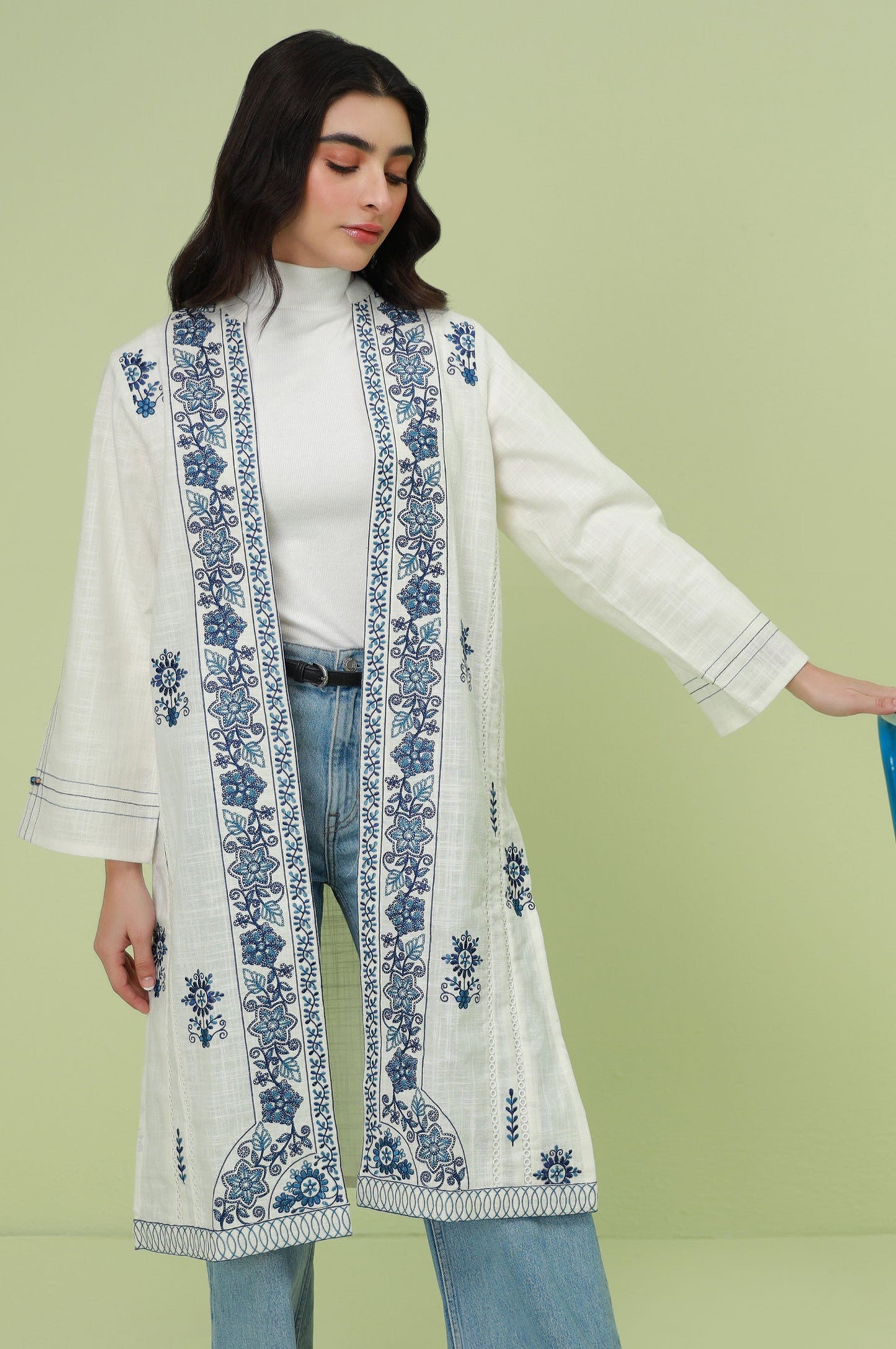 Stitched 1 Piece Embroidered Thai Khaddar Jacket