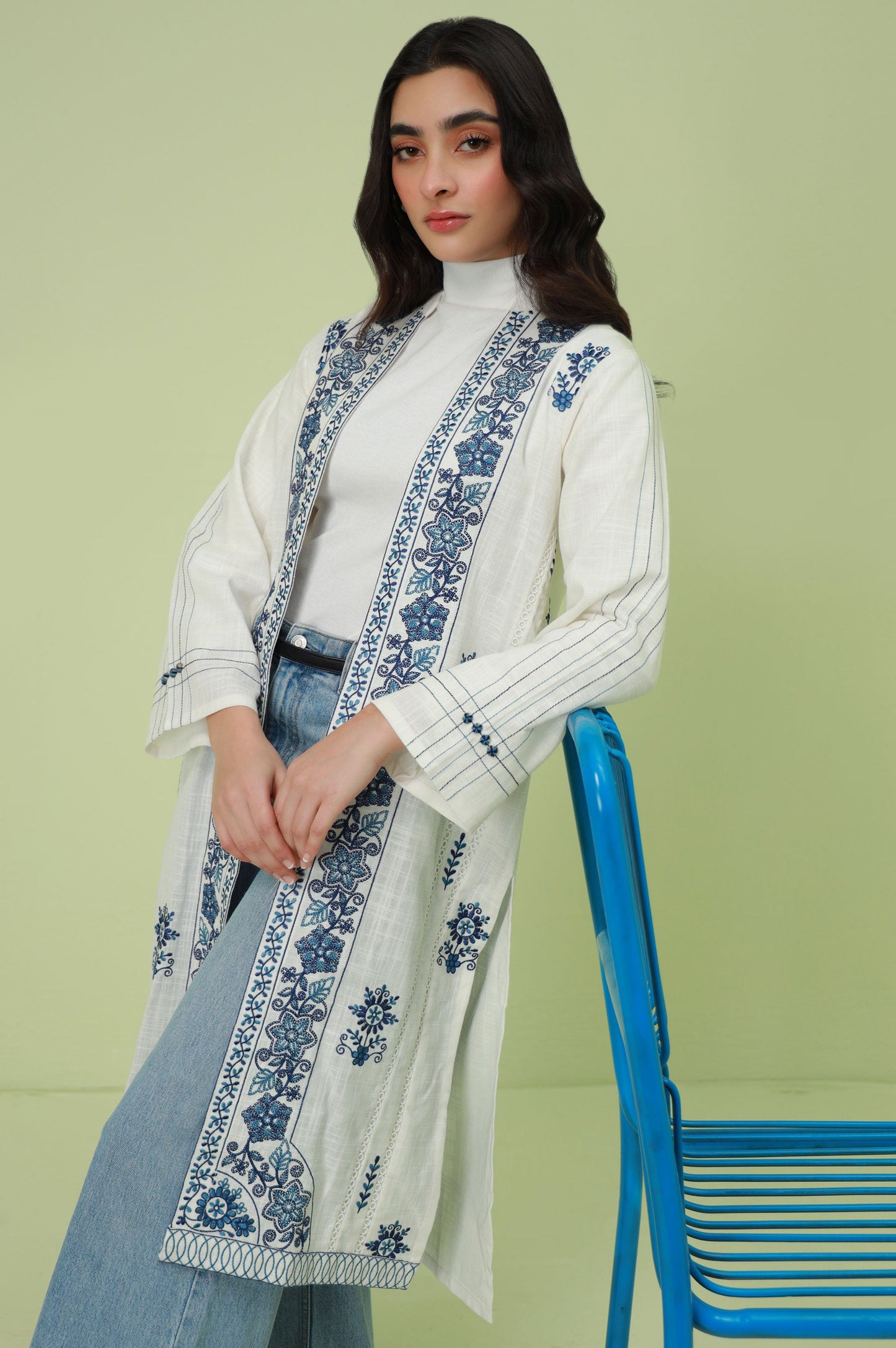 Stitched 1 Piece Embroidered Thai Khaddar Jacket