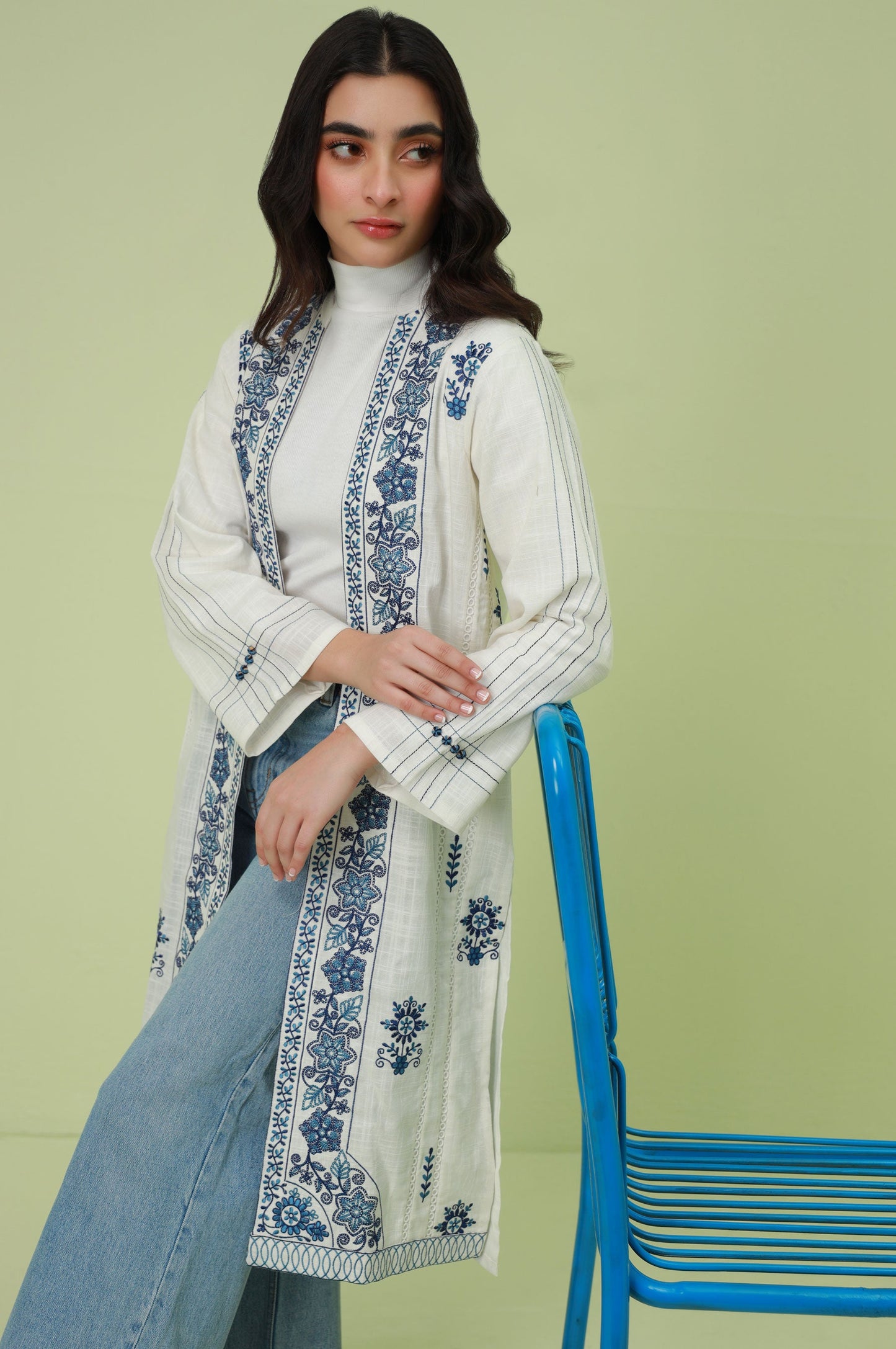 Stitched 1 Piece Embroidered Thai Khaddar Jacket