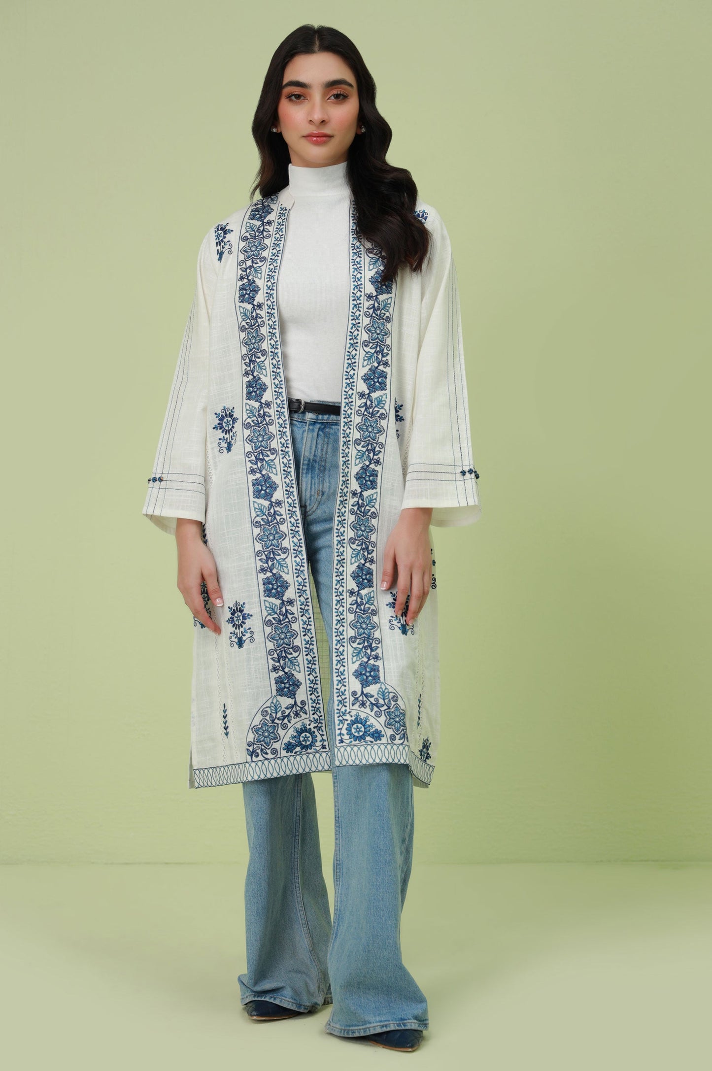 Stitched 1 Piece Embroidered Thai Khaddar Jacket