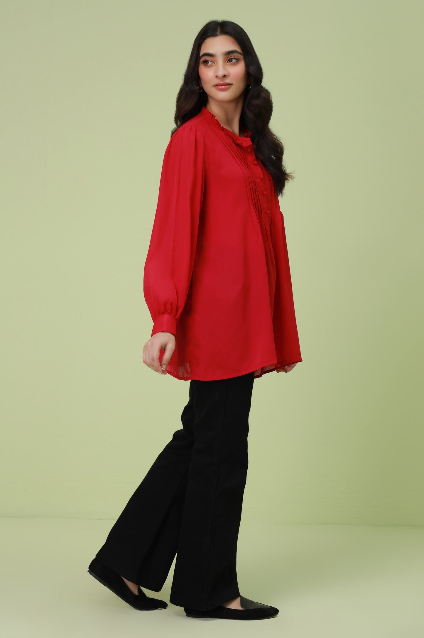 Stitched 1 Piece Stylized Pink Crepe Top