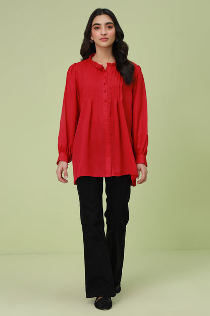 Stitched 1 Piece Stylized Pink Crepe Top