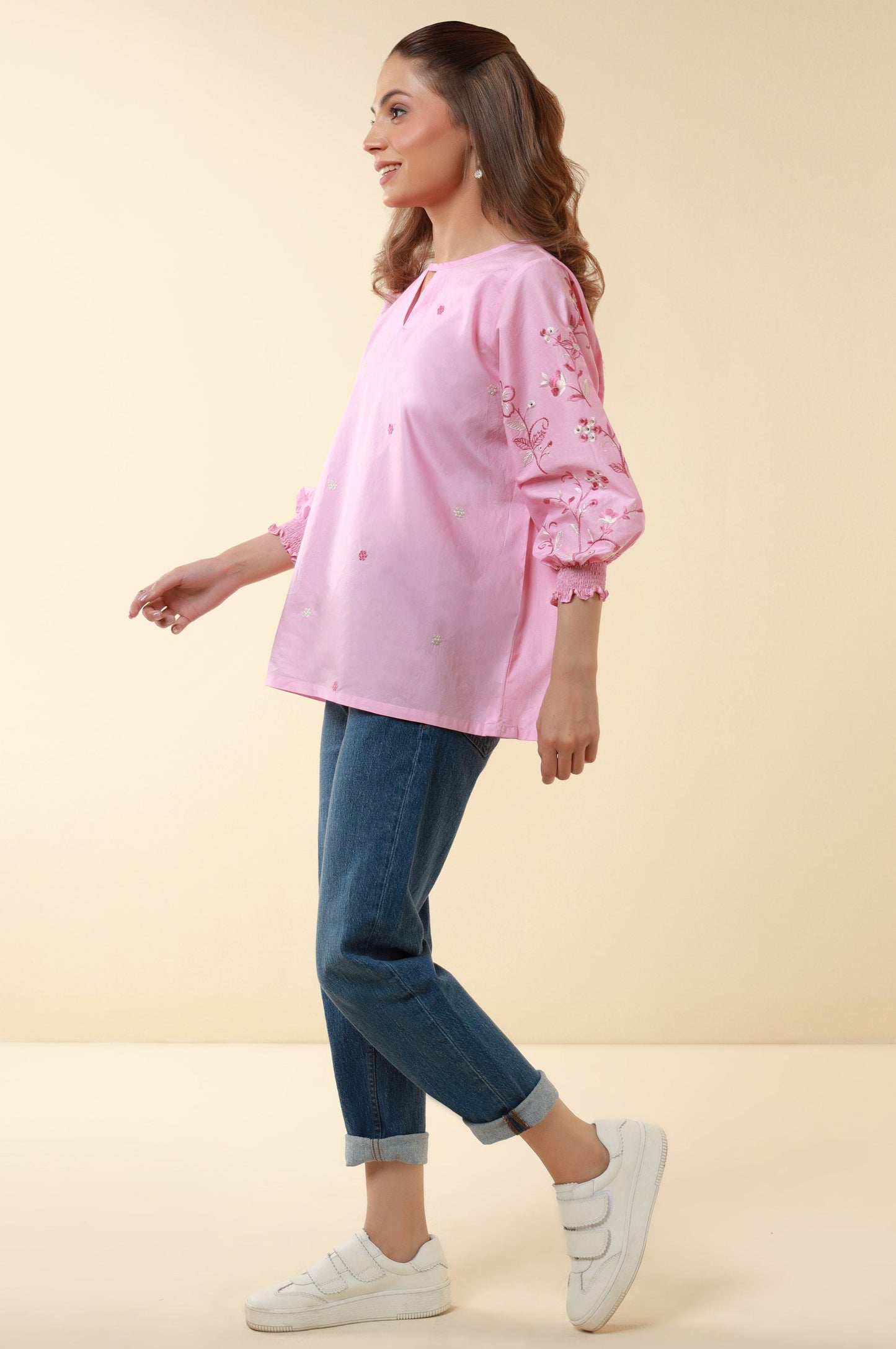 Stitched 1 Piece Embroidered Tencel Top