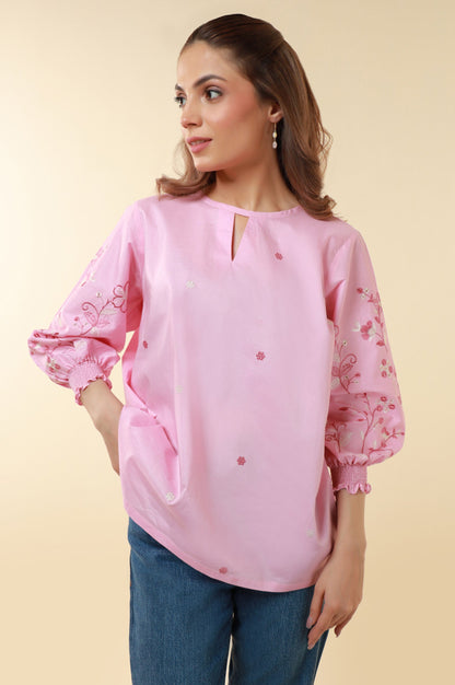 Stitched 1 Piece Embroidered Tencel Top