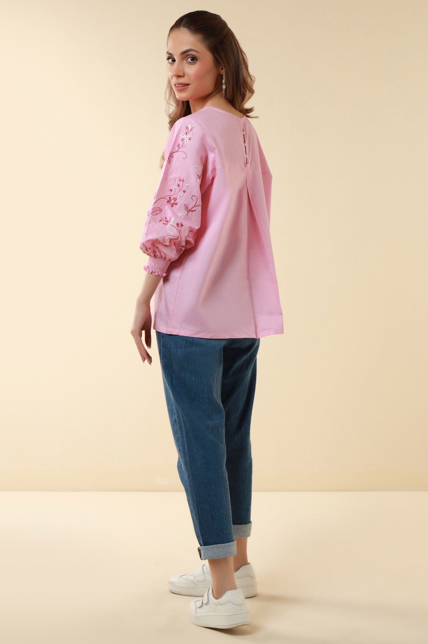 Stitched 1 Piece Embroidered Tencel Top