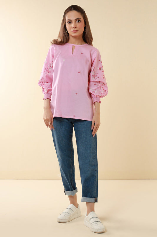 Stitched 1 Piece Embroidered Tencel Top