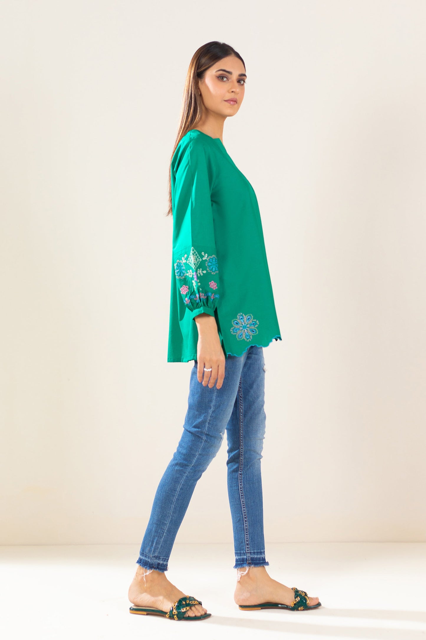 Stitched 1 Piece Embroidered Tencel Top