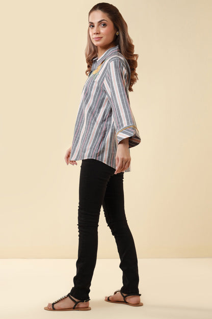 Stitched 1 Piece Embroidered Yarn Dyed Fusion Top