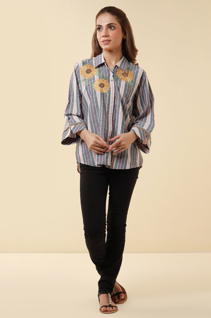 Stitched 1 Piece Embroidered Yarn Dyed Fusion Top