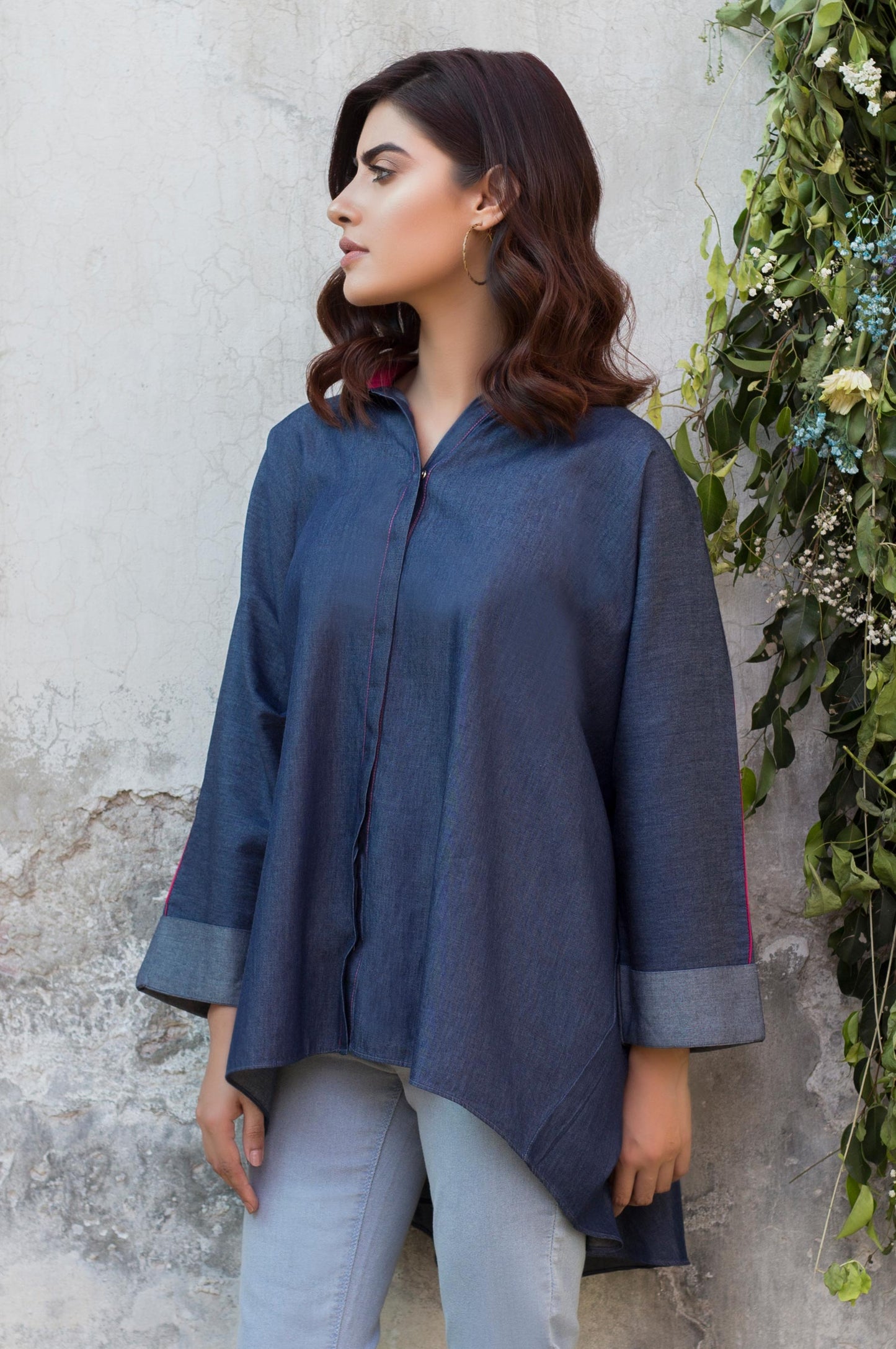 Stitched 1 Piece Plain Denim Shirt