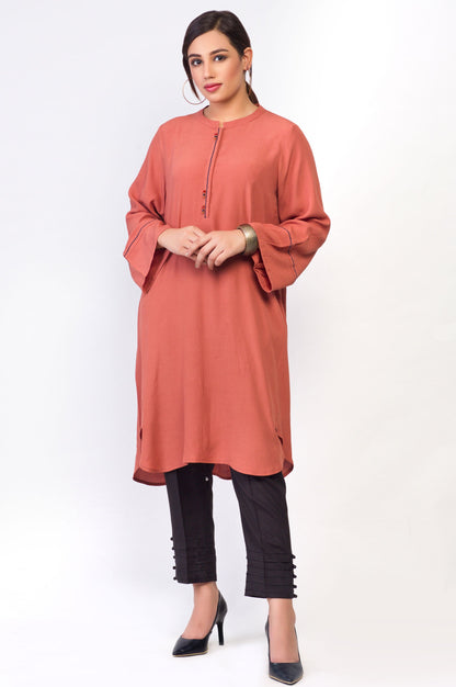 Stitched 1 Piece Cotton Crape Shirt