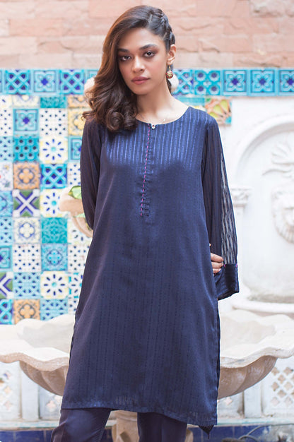 Stitched 1 Piece Stripe Georgette Shirt