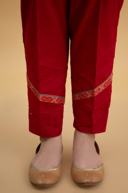 Basic Cambric Cigarette Pants - Red