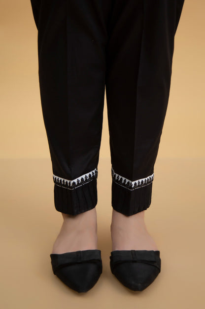 Basic Cambric Cigarette Pants - Black