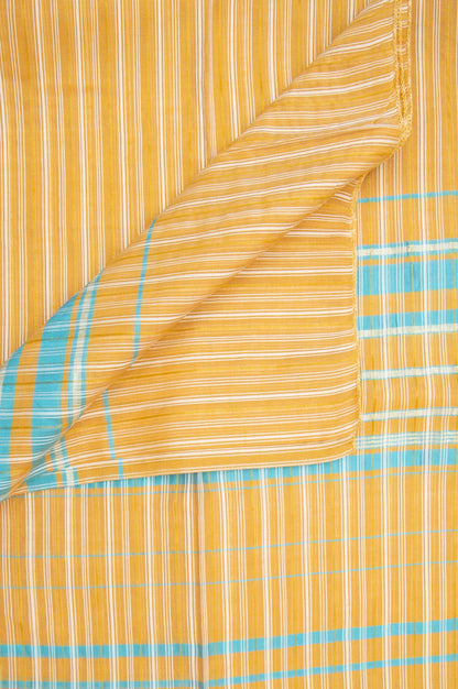 Printed Satin Jacquard Dupatta - Mustard