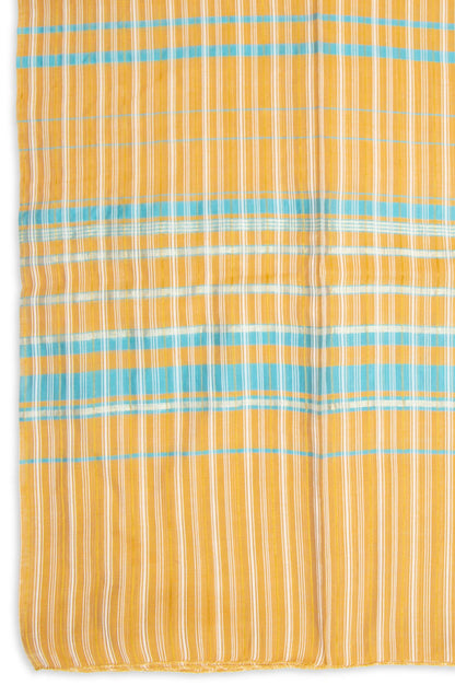 Printed Satin Jacquard Dupatta - Mustard