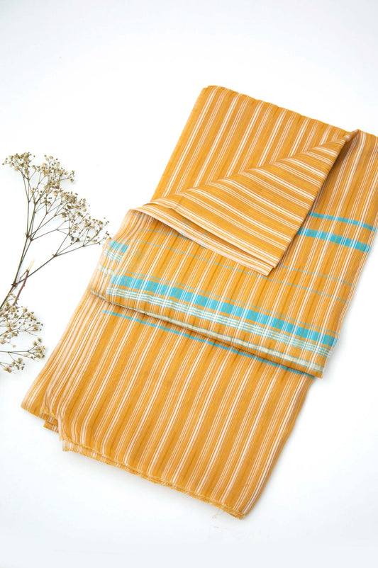 Printed Satin Jacquard Dupatta - Mustard